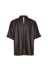 COFFEE VEGAN LEATHER TOP
