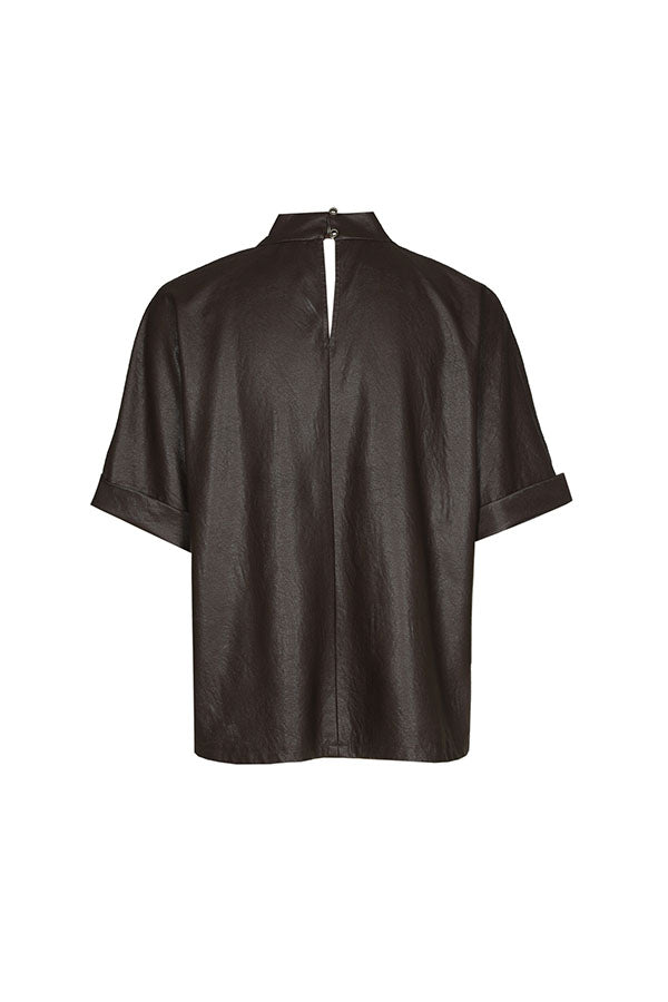 COFFEE VEGAN LEATHER TOP