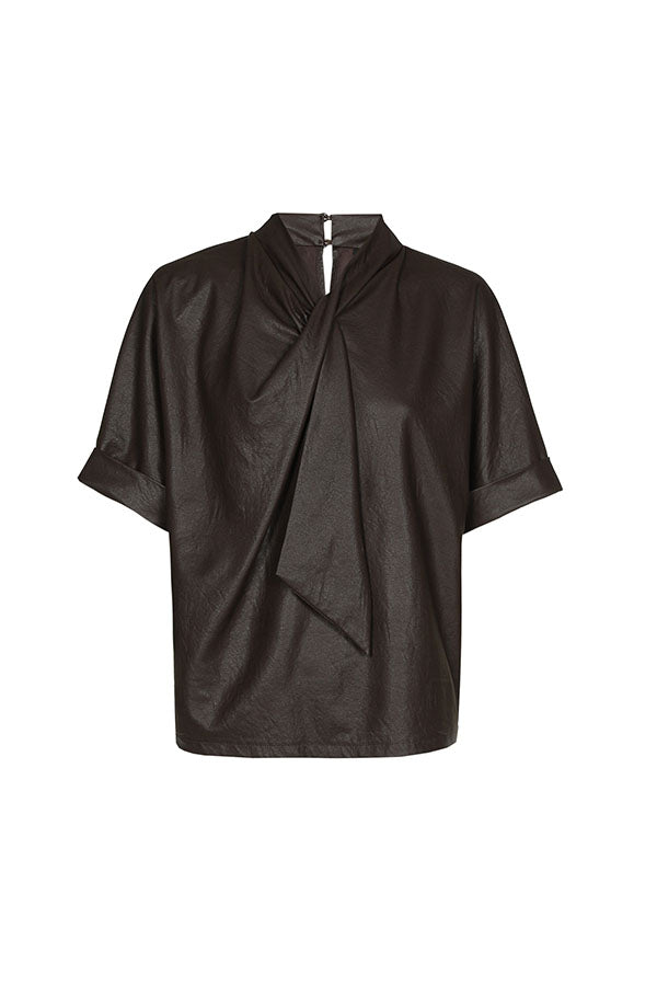COFFEE VEGAN LEATHER TOP
