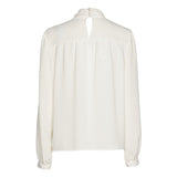 PLEATED WHITE STRAIGHT-FITTING BLOUSE