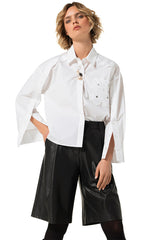 EMBROIDERY SLEEVE EFFECT SHIRT BLOUSE