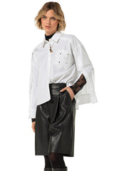 EMBROIDERY SLEEVE EFFECT SHIRT BLOUSE