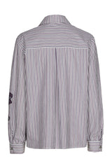 GREY PATCHWORK DETAIL COTTON BLOUSE