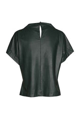 DARK GREEN SHORT STRAIGHT ECO-LEATHER TOP