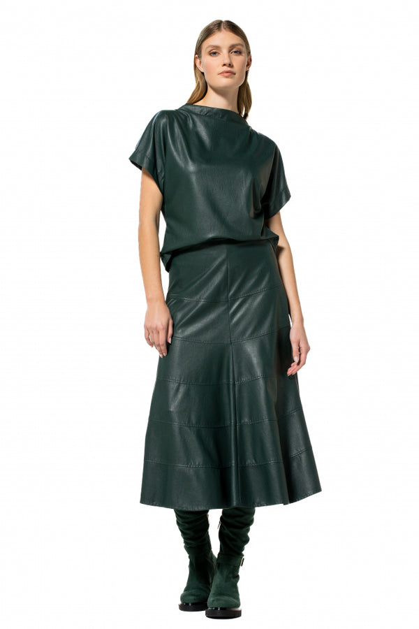 DARK GREEN SHORT STRAIGHT ECO-LEATHER TOP