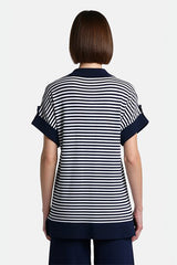 CAIO KNIT STRIPED POLO SWEATER