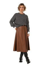 CARAMELLO VEGAN LEATHER ELEGANT A-LINE SKIRT