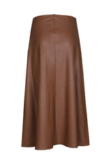 CARAMELLO VEGAN LEATHER ELEGANT A-LINE SKIRT