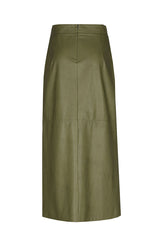 VEGAN LEATHER COMFORTABLE STRAIGHT MIDI SKIRT