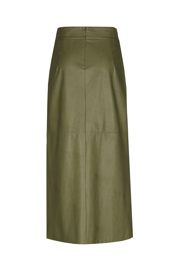 VEGAN LEATHER COMFORTABLE STRAIGHT MIDI SKIRT
