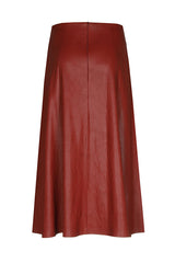 VEGAN LEATHER A-LINE MIDI SKIRT
