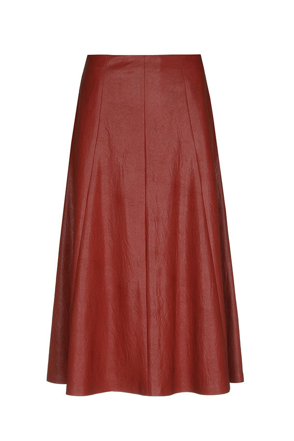VEGAN LEATHER A-LINE MIDI SKIRT