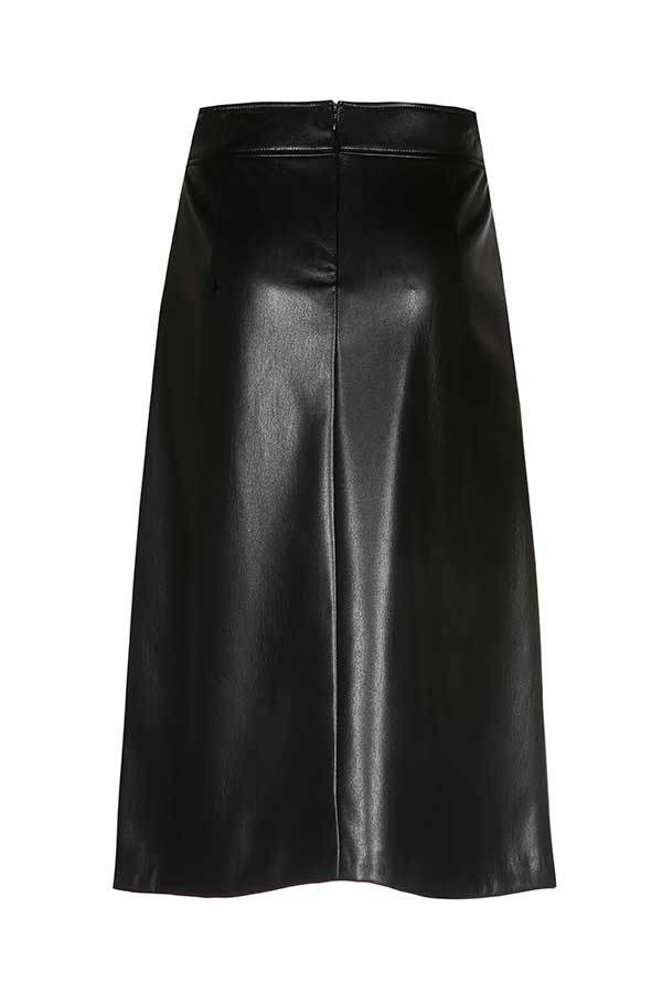 SHINY FAUX LEATHER ASYMMETRICAL STRAIGHT SKIRT