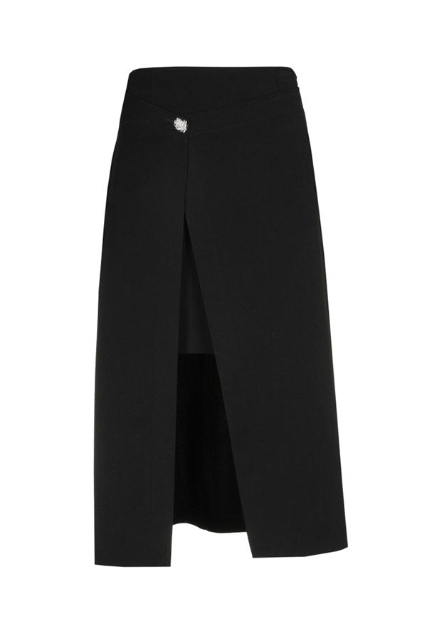FRONT SLIT SUBTLE OVERLAP MIDI SKIRT