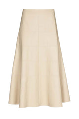 IVORY MID-LENGTH ECO-LEATHER SKIRT