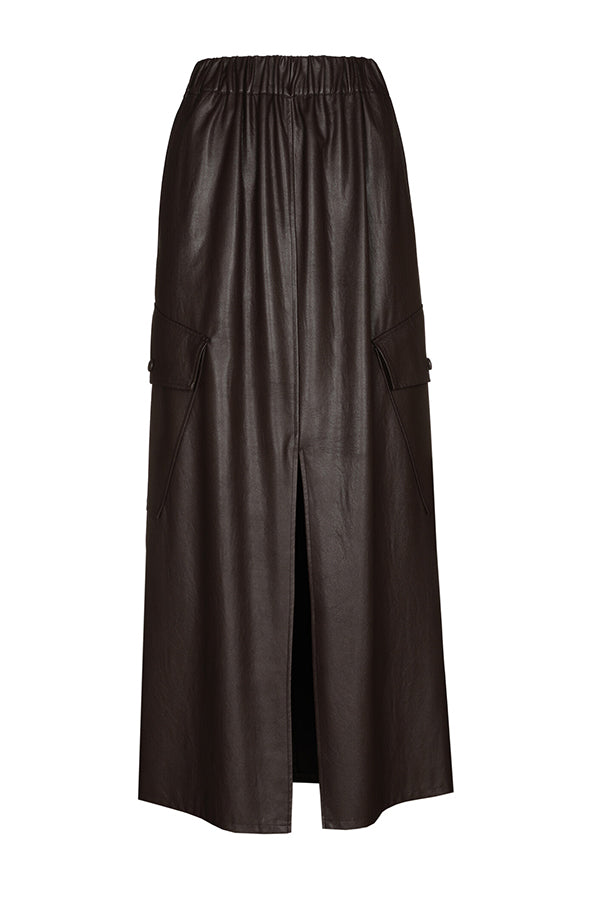 ANKLE-LENGTH STRAIGHT ECO-LEATHER SKIRT