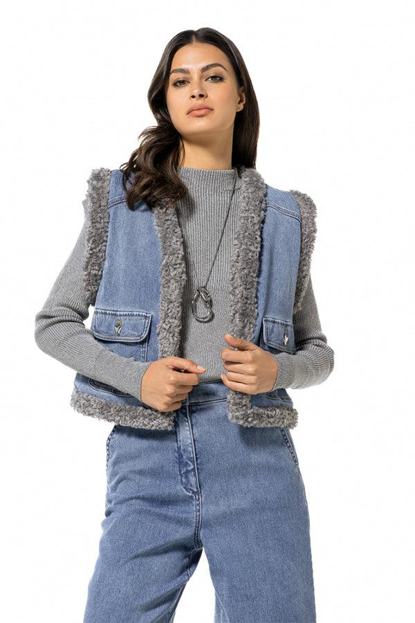 COSY DENIM BODY WARMER