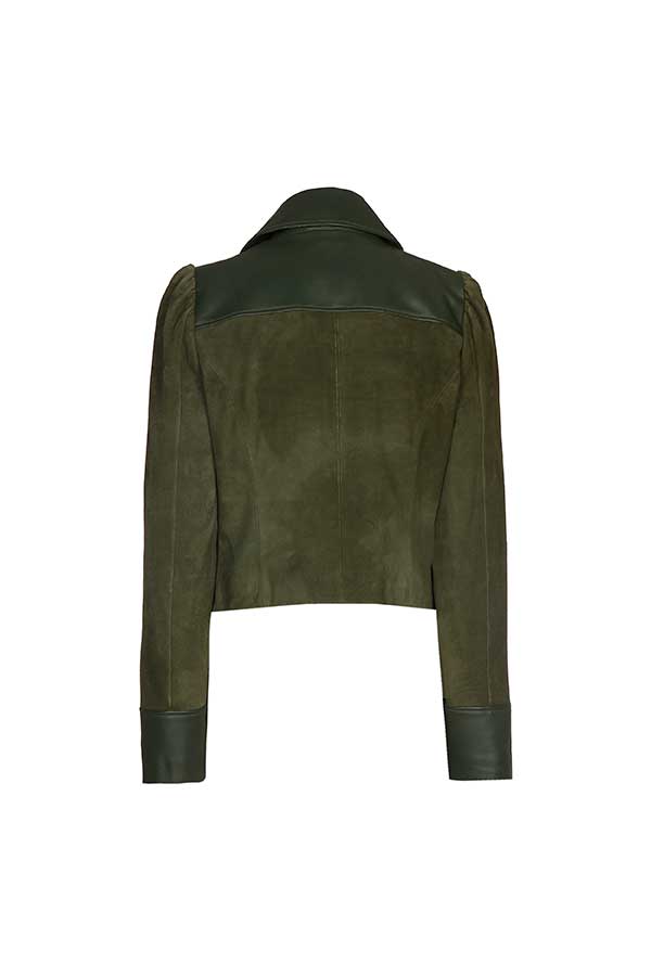 KHAKI LEATHER SUEDE JACKET