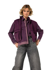 PLUM SOFT VELVET FABRIC SLEEVELESS JACKET
