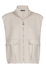 CREAM SOFT VELVET FABRIC SLEEVELESS JACKET