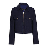 NAVY SHORT LUREX CARDIGAN