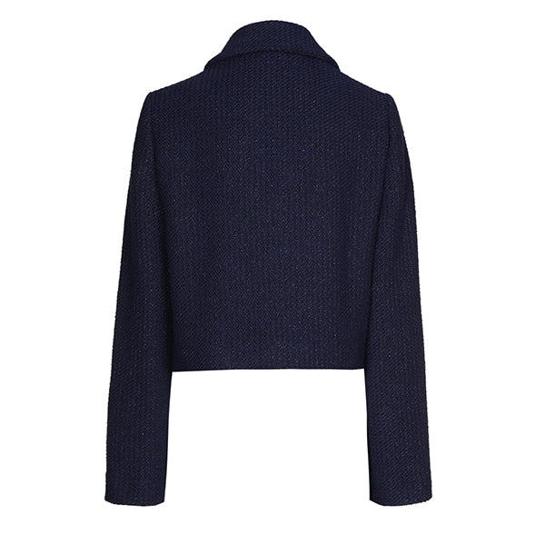 NAVY SHORT LUREX CARDIGAN