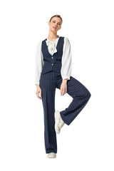 NAVY STRIPED STRETCH WAISTCOAT