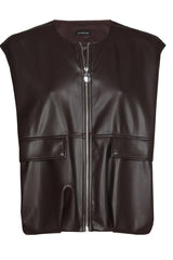 VEGAN LEATHER SLEEVELESS JACKET