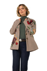 FLORAL DETAILS EYE-CATCHING CHECKED BLAZER