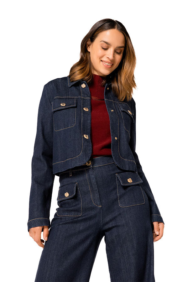 DENIM DRESSY SHORT JACKET