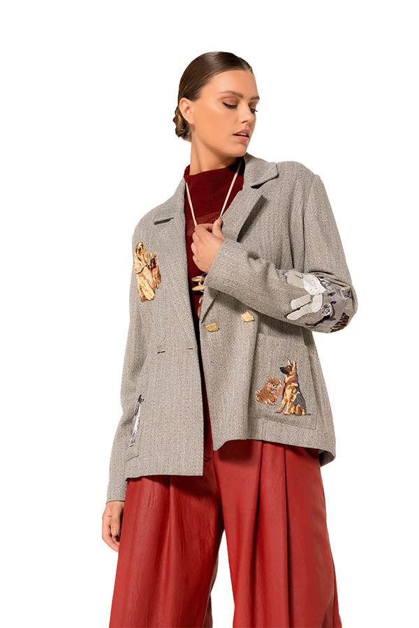 EMBROIDERY STRAIGHT-FIT BLAZER