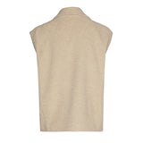 BEIGE STRAIGHT-FITTING SHORT SLEEVELESS JACKET