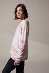 STRIPED DEEP V-NECK SWEATER