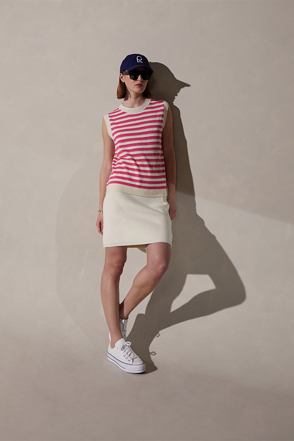 SAILOR STRIPE SLEEVELESS SWEATER