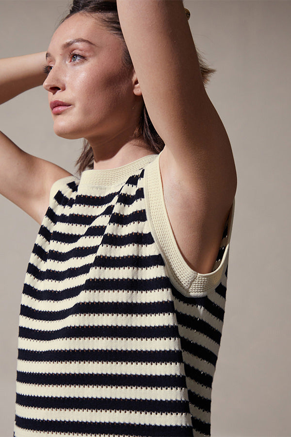 SAILOR STRIPE SLEEVELESS SWEATER