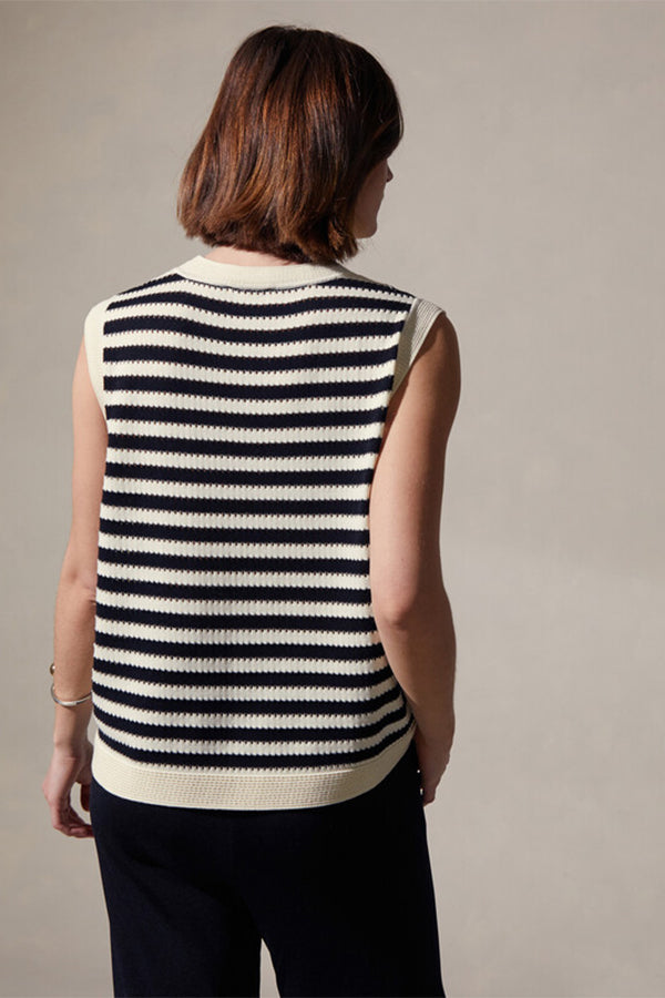 SAILOR STRIPE SLEEVELESS SWEATER