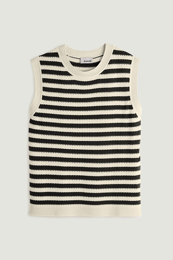 SAILOR STRIPE SLEEVELESS SWEATER