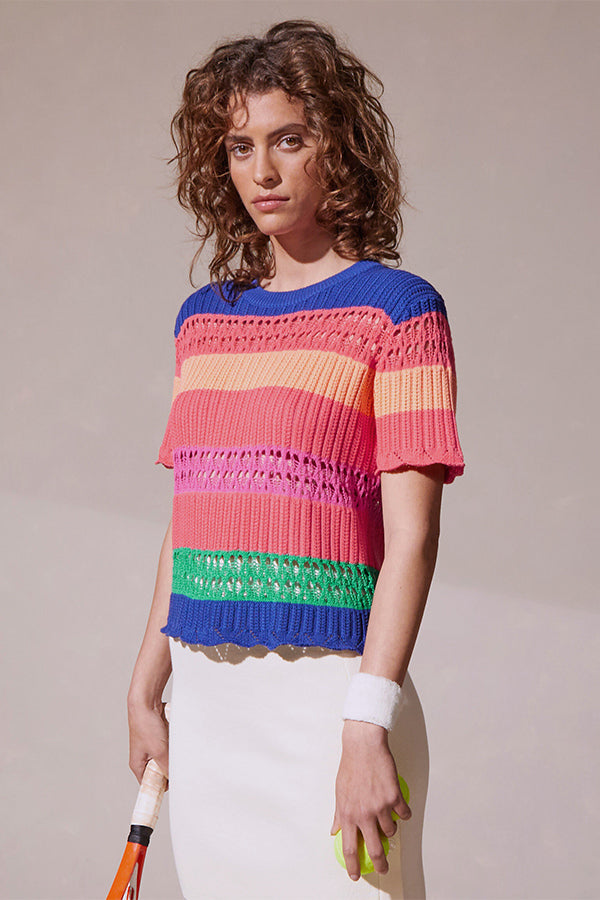 CROCHET LIKE MULTI STRIPES SWEATER