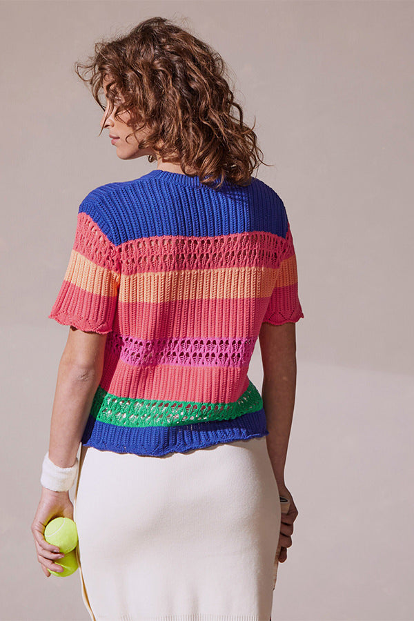 CROCHET LIKE MULTI STRIPES SWEATER