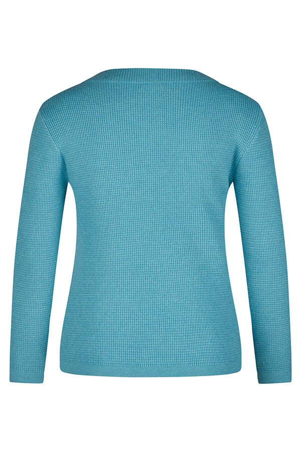 BLUE EMBELISHED CREWNECK SWEATER