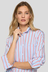 DRAWSTRING RED STRIPES BLOUSE