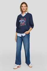 V-NECK BLOUSE INSERT SWEATSHIRT