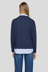 V-NECK BLOUSE INSERT SWEATSHIRT