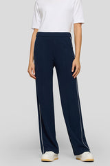 CONTRASTING PIPING WIDE LEG TROUSERS