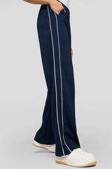 CONTRASTING PIPING WIDE LEG TROUSERS