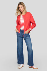 CORAL ZIPPED ROUND NECK CARDIGAN