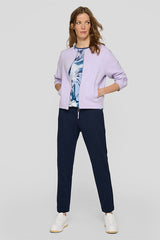 LILAC ZIPPED ROUND NECK CARDIGAN