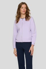 LILAC ZIPPED ROUND NECK CARDIGAN