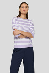 SHOULDER BUTTON DETAILS STRIPED SWEATER
