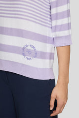 SHOULDER BUTTON DETAILS STRIPED SWEATER